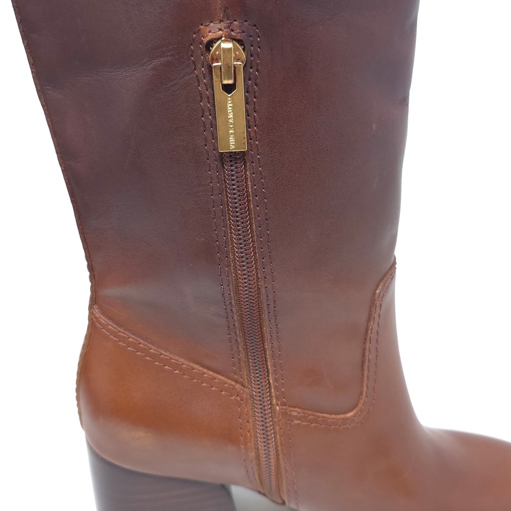 Vince Camuto Boots Leila Brown Leather Block Heel Knee High Size 6M - Picture 7 of 12